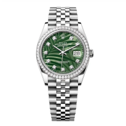 36mm 勞力士 ROLEX DATEJUST 126284RBR-0047 鑲鑽橄欖綠色棕櫚葉面