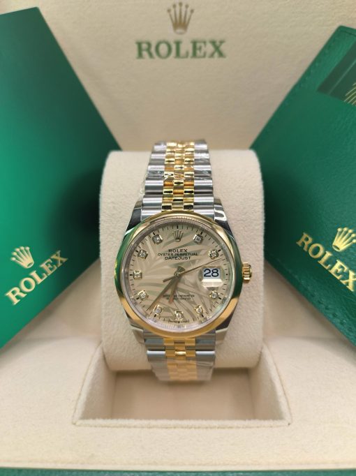36mm 勞力士 ROLEX DATEJUST 126203-0043 鑲鑽石金色棕櫚葉圖案：圖片 2