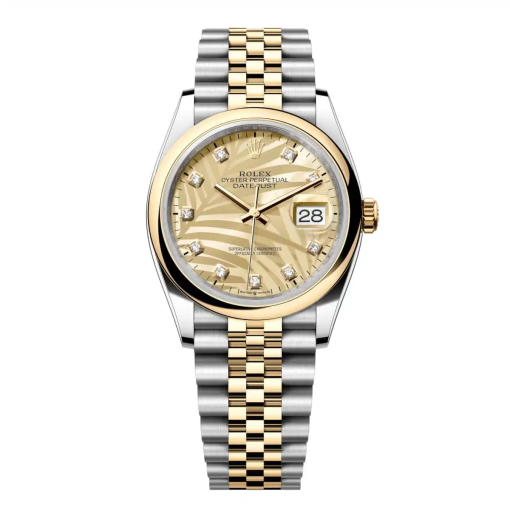 36mm 勞力士 ROLEX DATEJUST 126203-0043 鑲鑽石金色棕櫚葉圖案