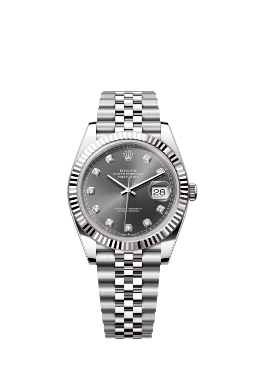 41mm ROLEX DATEJUST 126334-0006 Diamond-Set Gray Dial