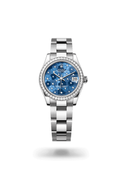 31mm 勞力士 ROLEX DATEJUST 278384rbr-0039外圈鑲鑽藍色花朵圖案
