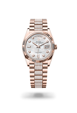 36mm 勞力士 ROLEX DAY-DATE 128235-0032 鑲鑽珍珠母鑲鑽錶帶