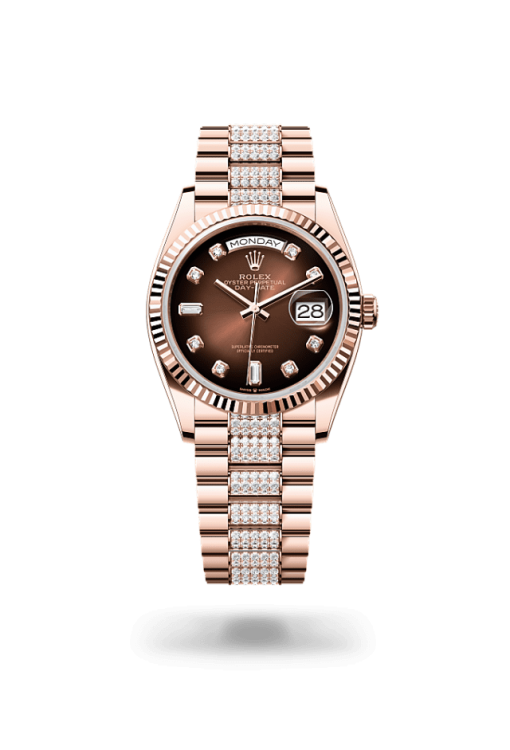 36mm ROLEX DAY-DATE 128235-0038 BROWN OMBRE