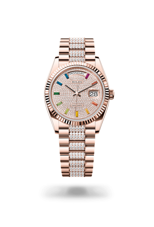 36mm ROLEX DAY-DATE 128235-0040 PAVED