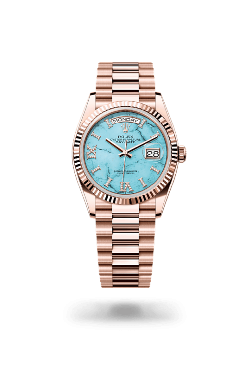 36mm 勞力士 ROLEX DAY-DATE 128235-0064 鑲鑽綠松石