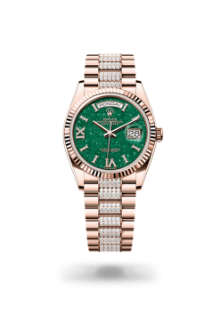 36mm ROLEX DAY-DATE 128235-0069 GREEN AVENTURINE
