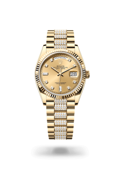 36mm 勞力士 ROLEX DAY-DATE 128238-0026 鑲鑽香檳金鑲鑽錶帶