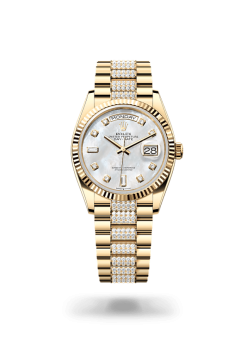 36mm 勞力士 ROLEX DAY-DATE 128238-0032 鑲鑽珍珠母鑲鑽錶帶