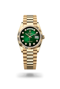 36mm 勞力士 ROLEX DAY-DATE 128238-0069 鑲鑽漸變綠色