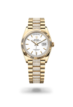 36mm 勞力士 ROLEX DAY-DATE 128238-0082 白色鑲鑽錶帶