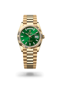 36mm 勞力士 ROLEX DAY-DATE 128238-0130 鑲鑽亮綠色