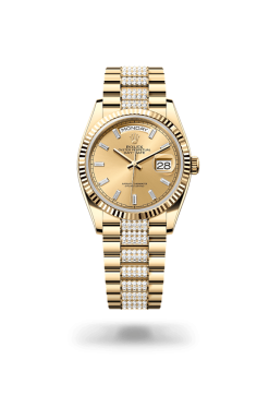 36mm 勞力士 ROLEX DAY-DATE 128238-0132 鑲鑽香檳色